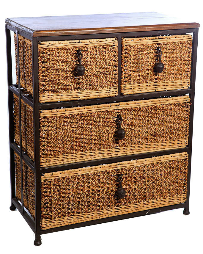 MUEBLE CAJONES ACERO Y MIMBRE 62CM | andudecor.com