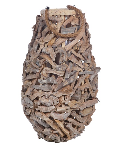 FAROL PARA VELA CORTEZAS MADERA 63CM