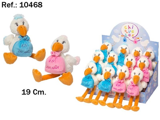 EXPOSITOR 12 PCS CIGUEÑAS PELUCHE 19CM