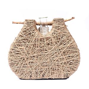JARRON JUTE CON CRISTAL ALT 20CM 22CMX9CM