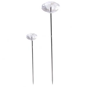 CAJA 55 ALFILERES DE CABEZA DIAMANTE TRANSPARENTE 6CM