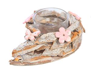 PORTAVELAS CORTEZA Y CRISTAL 9CM