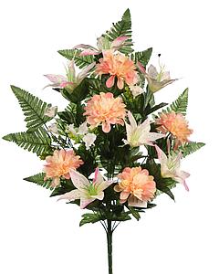 BOUQUET DE UNA CARA ZINIAS Y LILYS 60CM