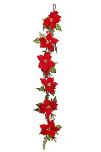 GUIRNALDA DE POINSETTIA BERRY Y PIÑAS 140CM