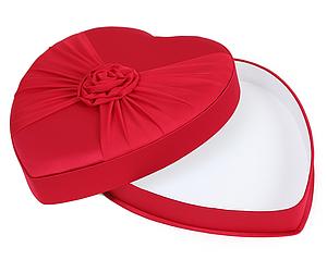 CAJA CORAZON TELA RASO ROJO 33CM 